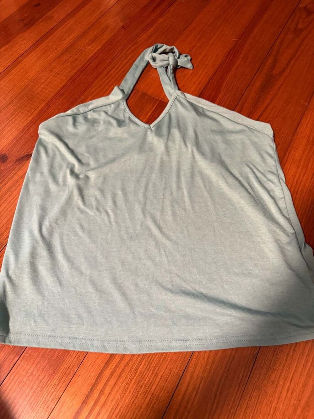 SHEIN Halter Tank Top Size XL Green V-Neck Tie Back Casual